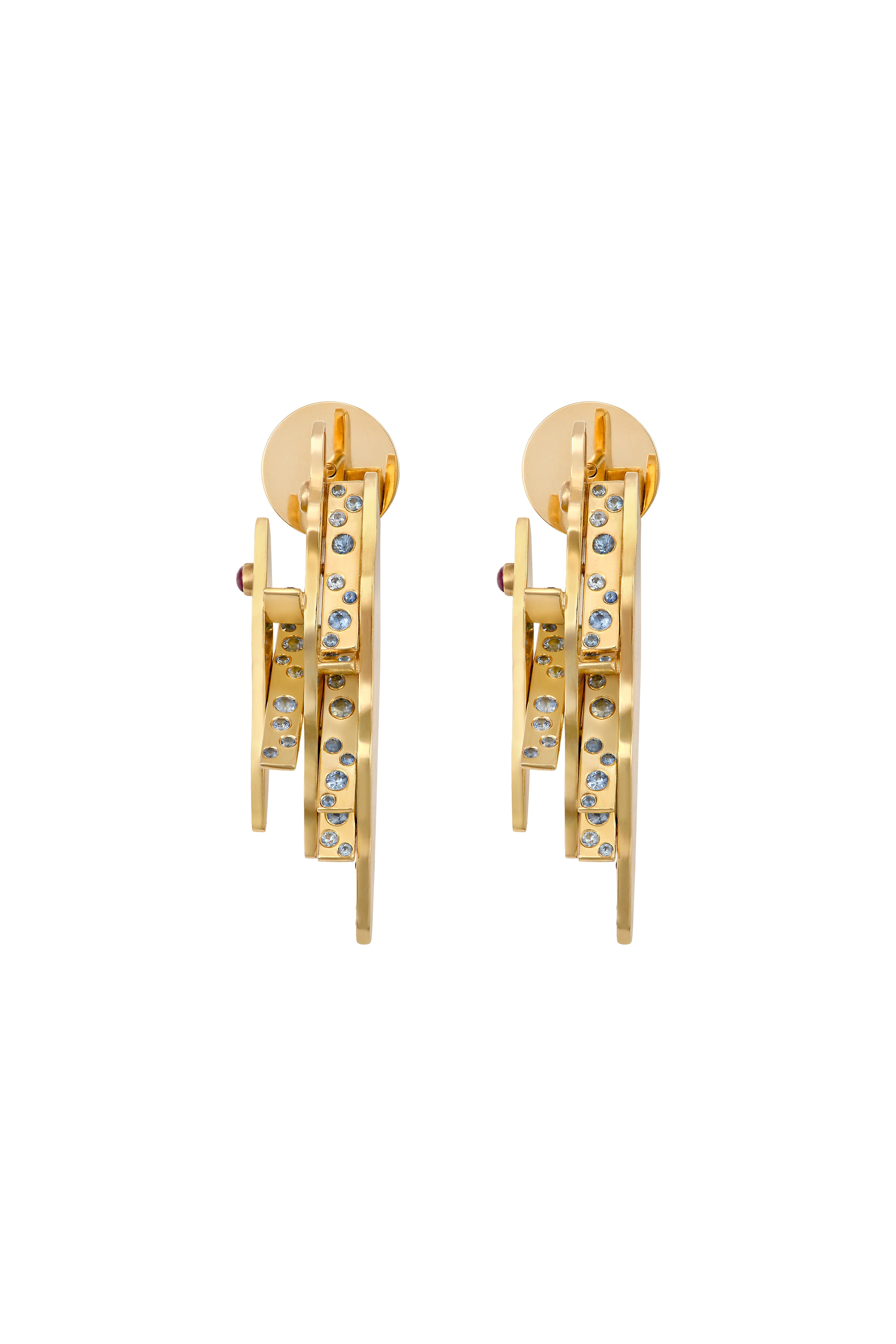 Jabal pearl ruby sapphire earrings