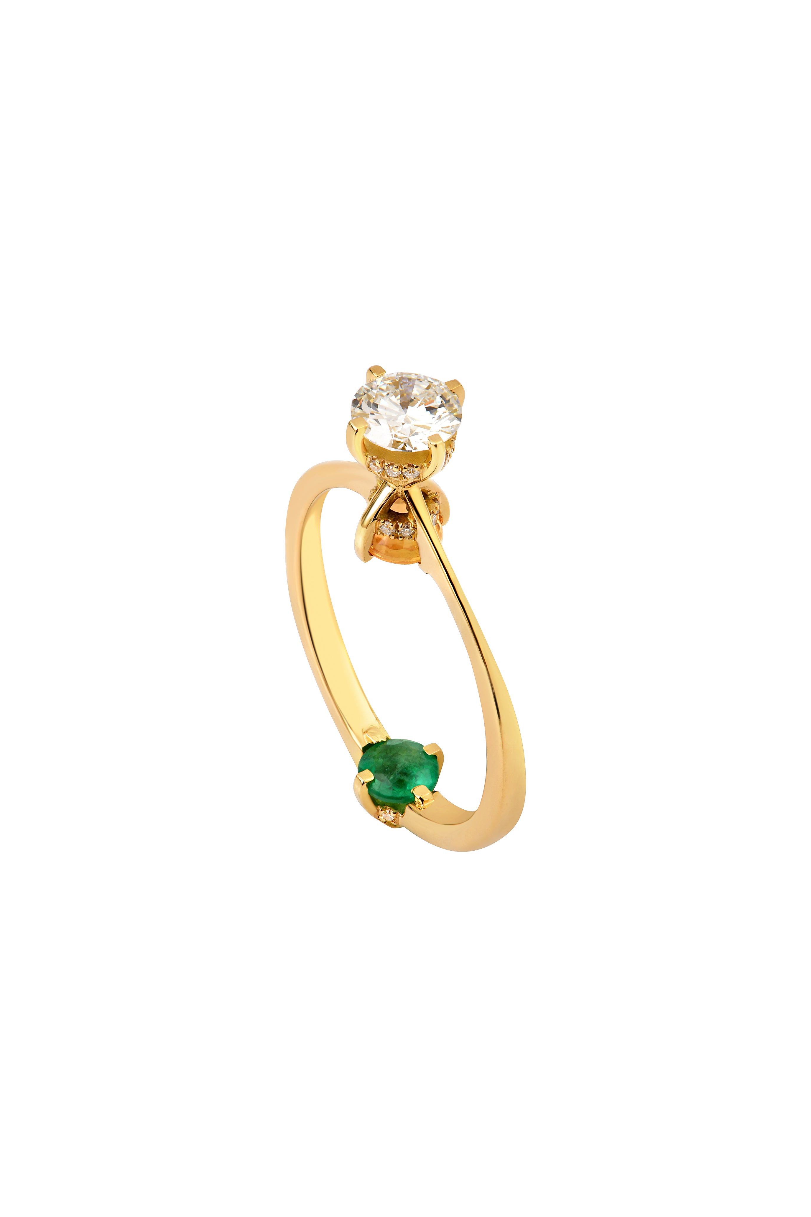 Etreinte diamond emerald opal ring